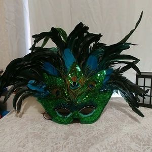Beautiful peacock mardi gras mask